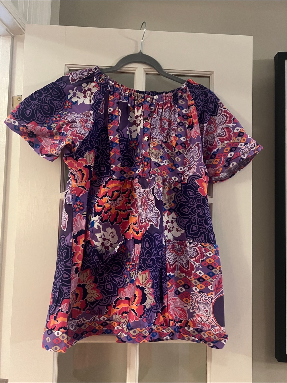 Koi Purple/Multi Flora Women’s Scrub Top